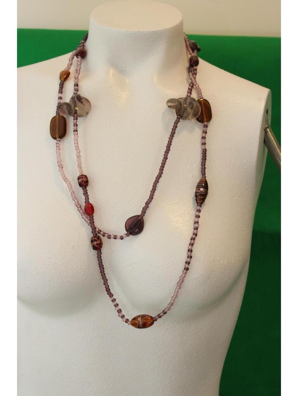 Vintage Long Glass Beaded Necklace